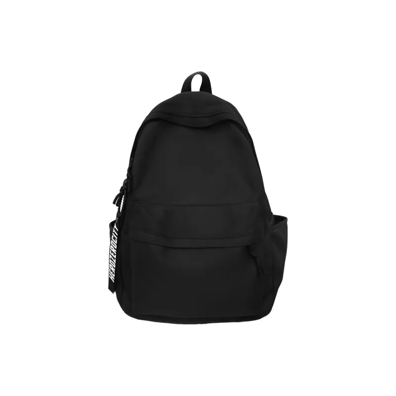 KAKAXI Nylon Backpack Unisex Black Solid Color/Black Letter/Black Smiley Face-4