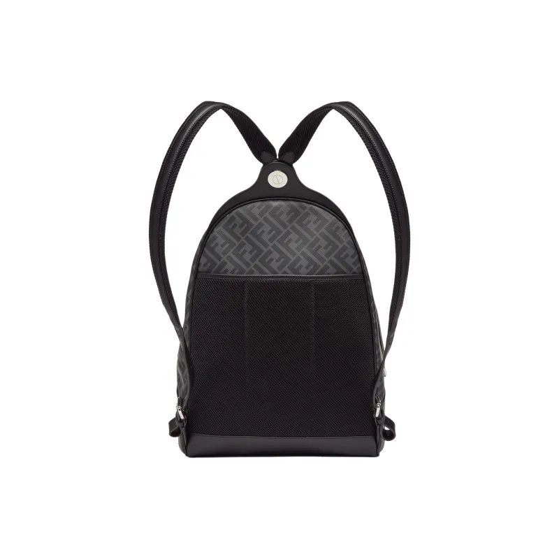 FENDI Canvas Backpack Medium Size Unisex Black-2