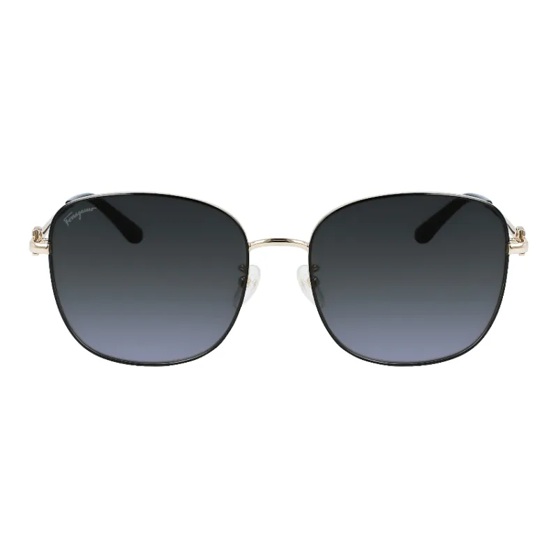FERRAGAMO Metal Square Sunglasses Unisex Gold-1