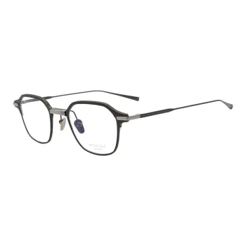MASUNAGA Titanium Square Eyeglass Frames Unisex Brown Green