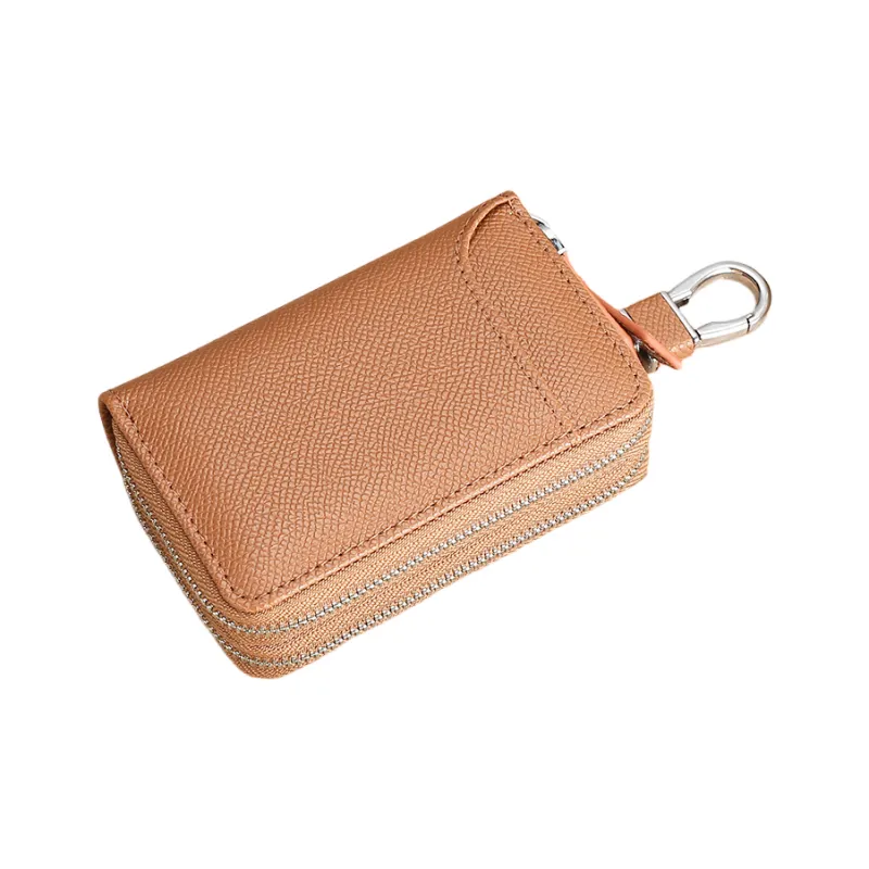 OUZIHUANG Cow Leather Key Pouch Small Size Unisex Red/Blue/Black/Brown-4