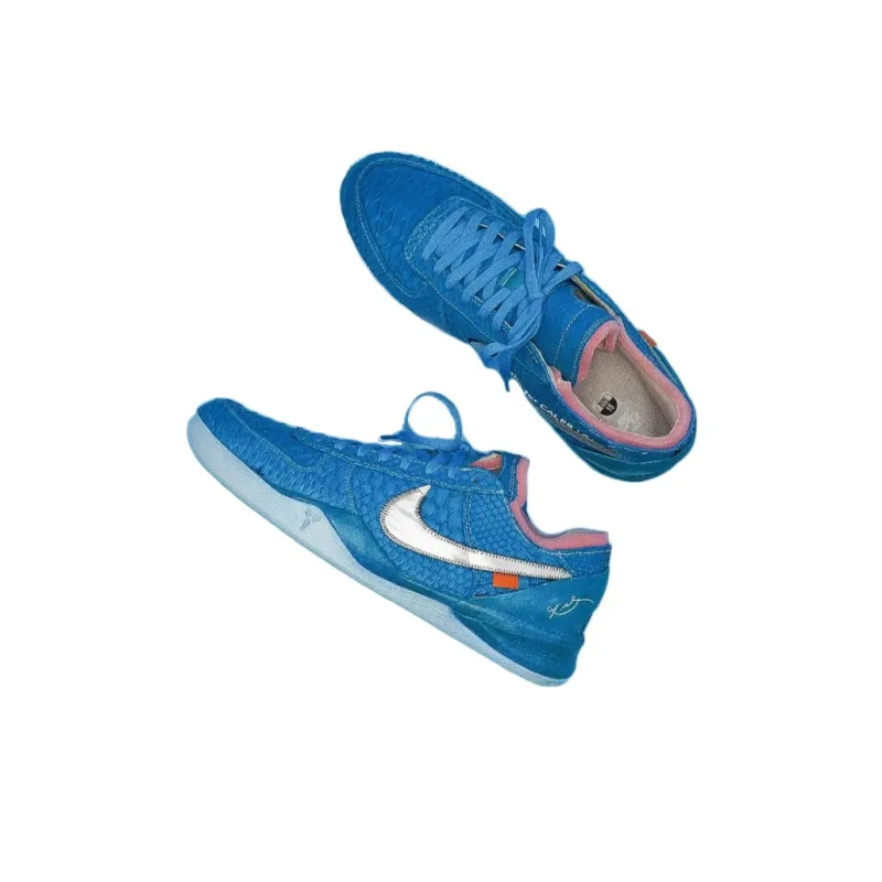 OFF WHITE x Nike Kobe 8 Protro Wear Resistant Low Top Basketball Shoes Men's Blue-4