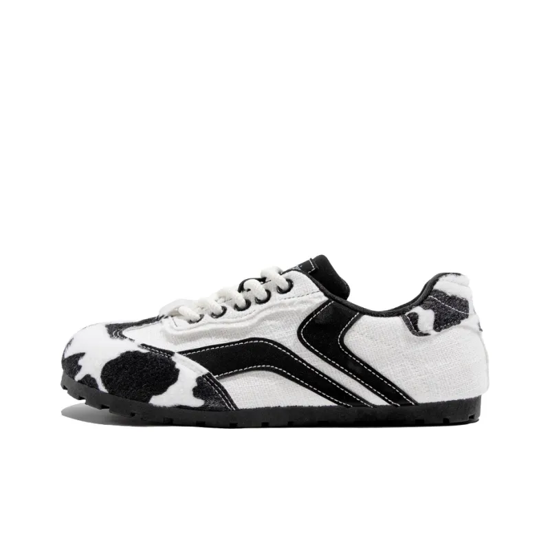 TUOPIN Zoo Series Crazy Zoo Slip Resistant Lightweight Support Low Top Skateboard Shoes Women's Cow/Leopard Print-1
