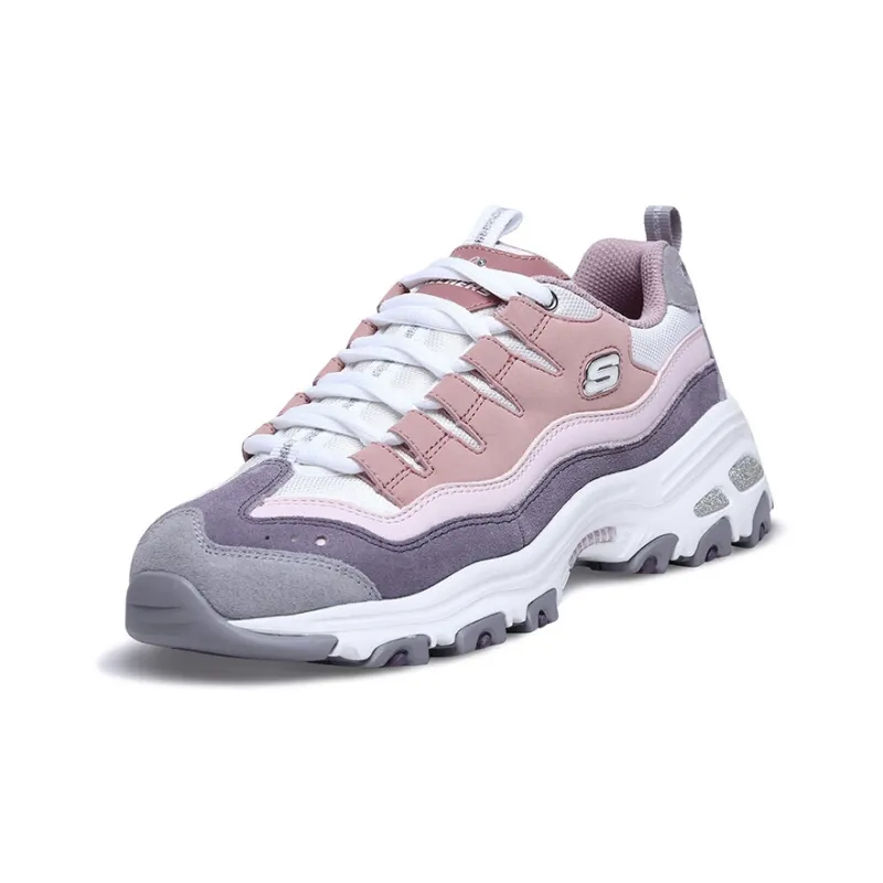 Skechers DLITES Durable Breathable Low Top Casual Shoes Women's Pink Gray White-2
