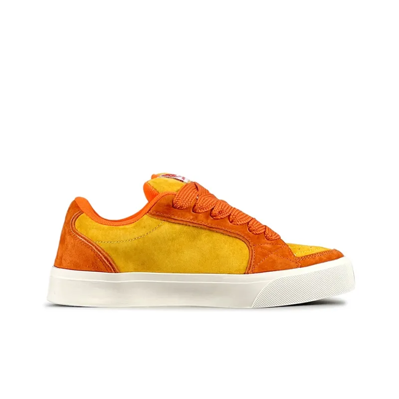 LuzaoT SUPER DRAG Stars Shoes Anti Slip And Wear Resistant Breathable Low Top Skateboard Shoes Women's Orange Yellow-3