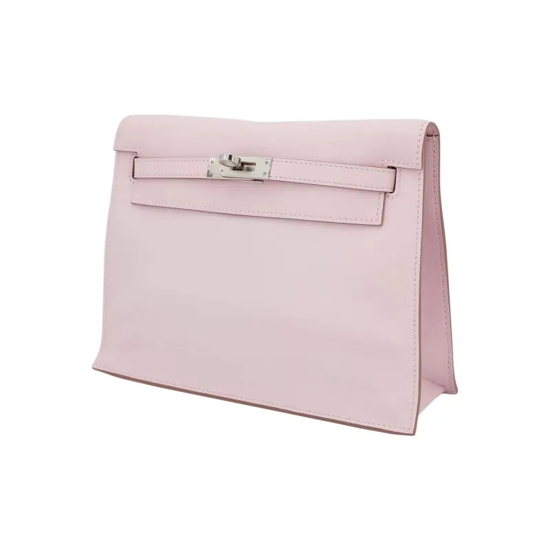 HERMES Kelly Danse Swift Calfskin One Shoulder Crossbody Clutches Women's 09 Mauve Pale Dream Pink-1