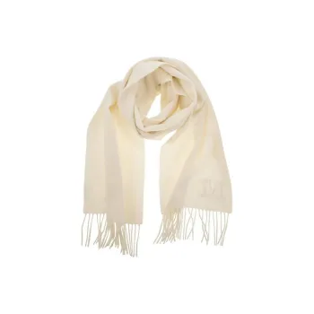 MaxMara Logo Embroidered Fringed Edge Scarf