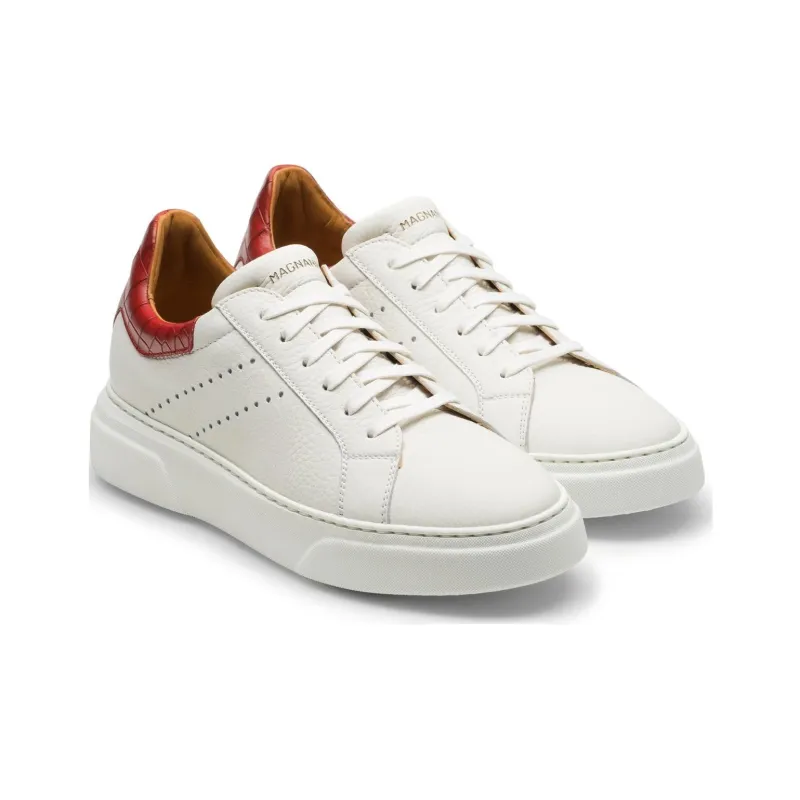 Magnanni Theresa Low-Top Skateboard Shoes Women's White Red-2