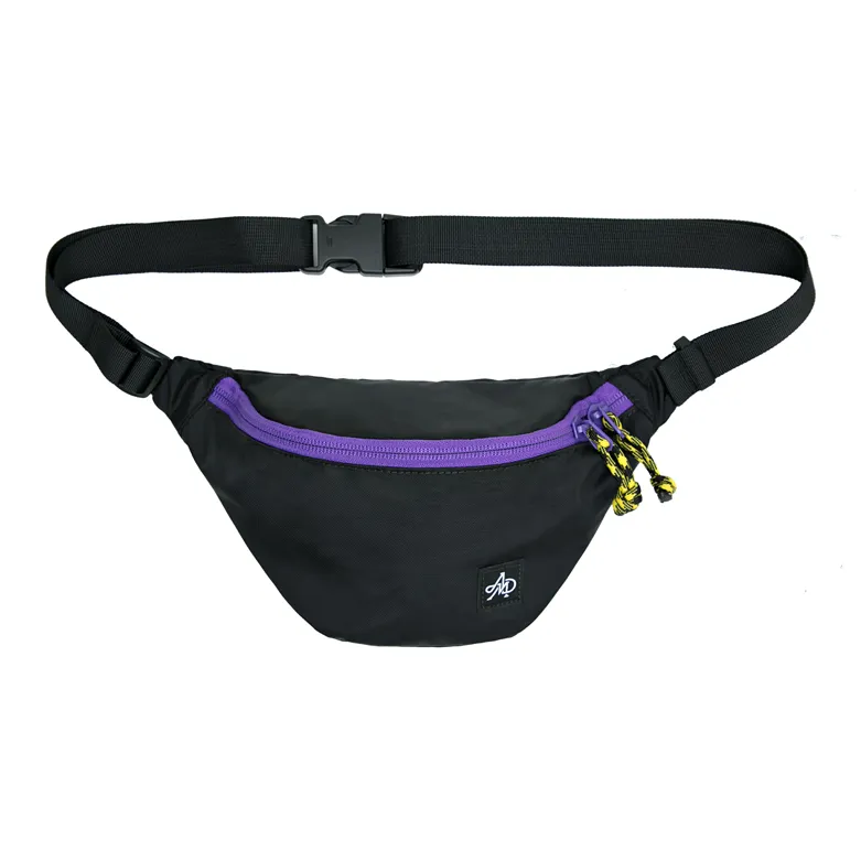 The MAD HATcher MONOGRAM Series Polyester Fanny Pack Small Size Unisex Black/Orange/Blue-0