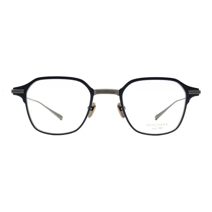 MASUNAGA Titanium Square Eyeglass Frames Unisex Deep Sea Blue-1