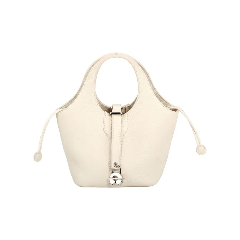 YOCAMU Top Grain Cow Leather One Shoulder Handbags Regular Women's Dove Gray/Ecru-3