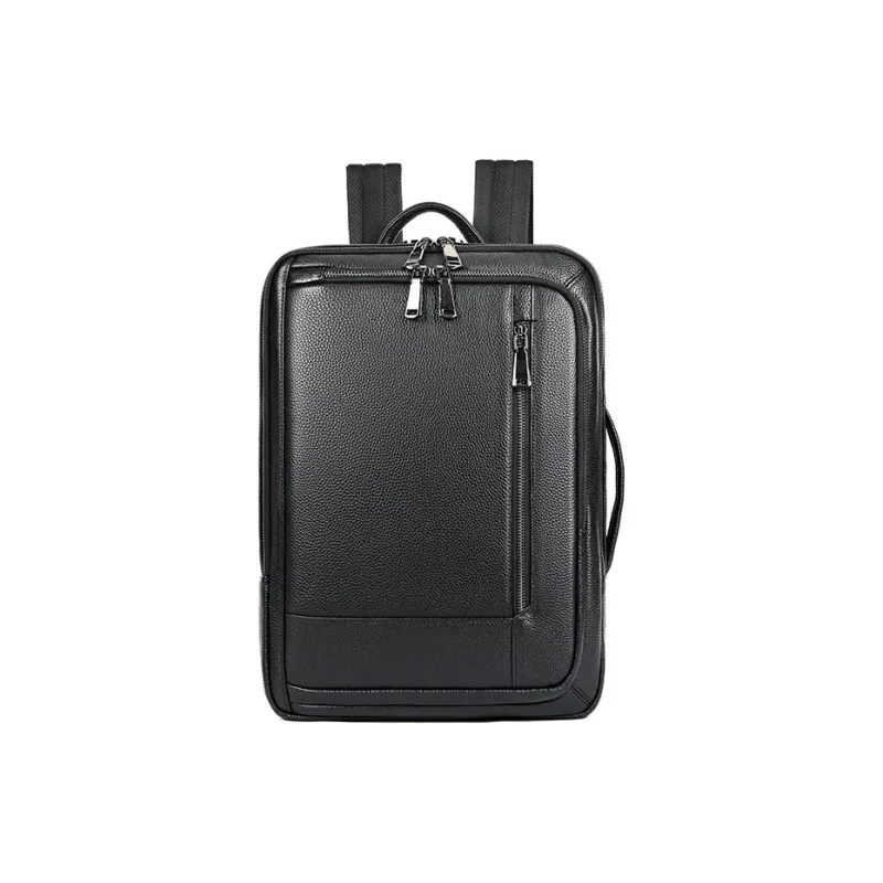 DOSRFINI Top Grain Cow Leather Advanced Sensory Backpack Men's Black-0