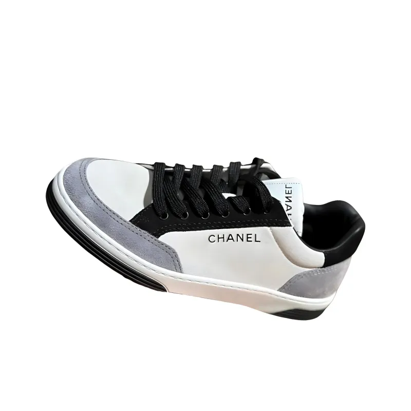 CHANEL Low Top Skateboard Shoes Women's White Gray-3