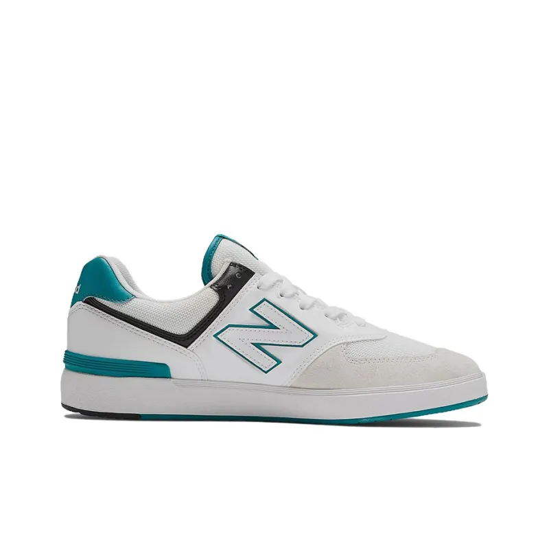 New Balance NB 574 Slip Resistant Cushioning Wear Resistant Low Top Skateboard Shoes Men's White Cyan-1