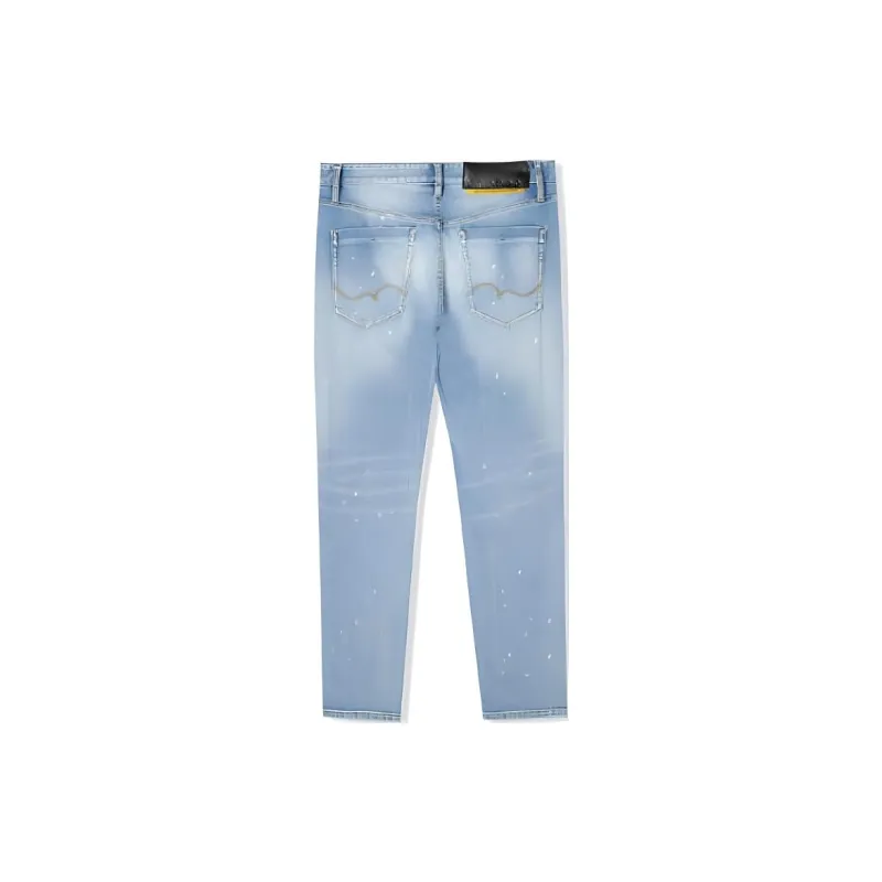 Cabbeen Spring Fall Jeans Basic Versatility Men's Light Blue-1