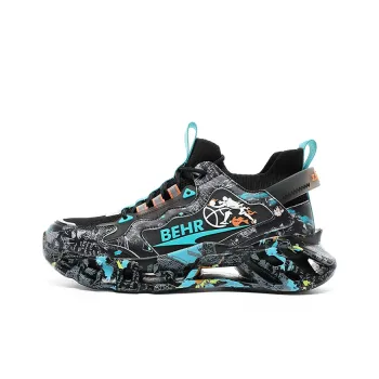 MEKY Anti-Slip Wear-Resistant Low-Top Running Shoes Unisex Black Lake Green