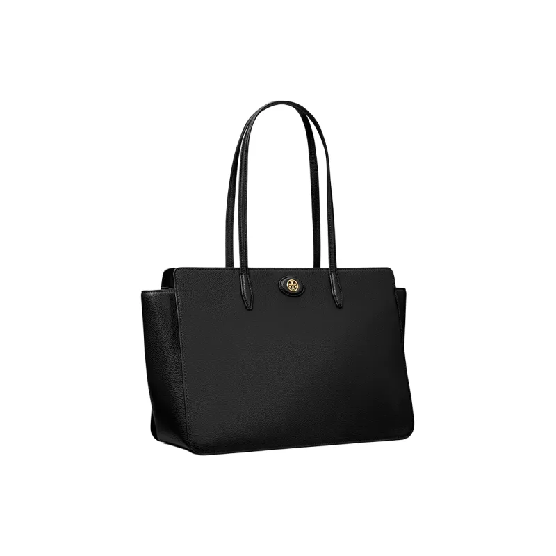 TORY BURCH Robinson Leather Tote Bag, Shopping Bag, Shoulder Bag, Handbag Tubas Women's Black-1