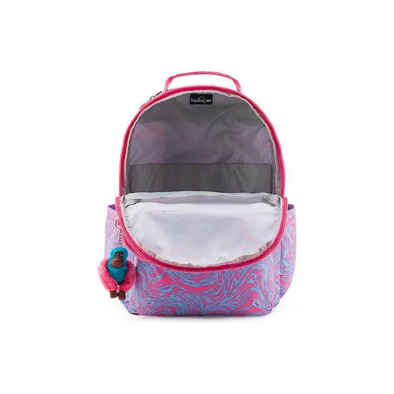 Kipling Polyester Laptop Backpack Regular Unisex Pink Blue Wave Print-3