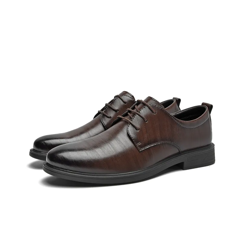 HLA Dress Shoes Men Low Top Black-29