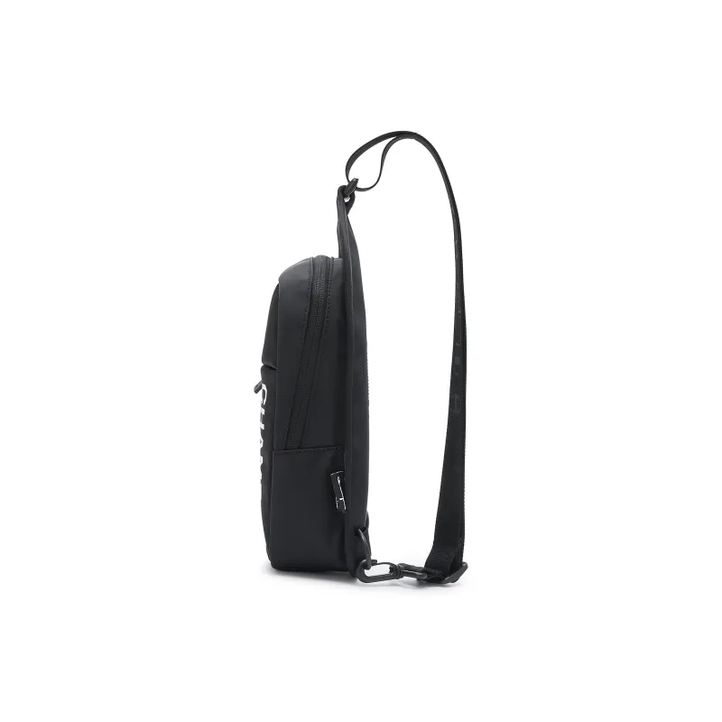 Champion Fabric Crossbody Bag, Sling Bag Regular Unisex Black/Dark Brown-2