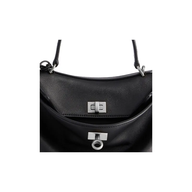 Balenciaga Calfskin Shoulder Bag Crossbody Bag Handbag Mini Women's Black-5
