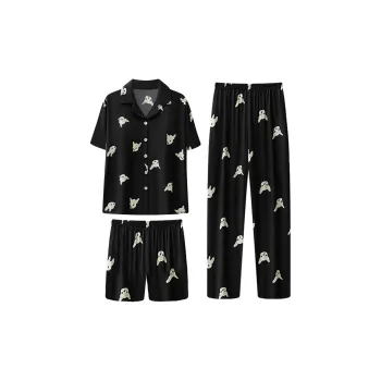 Qiao Ni Tong Pajama Set Women's Black Fist