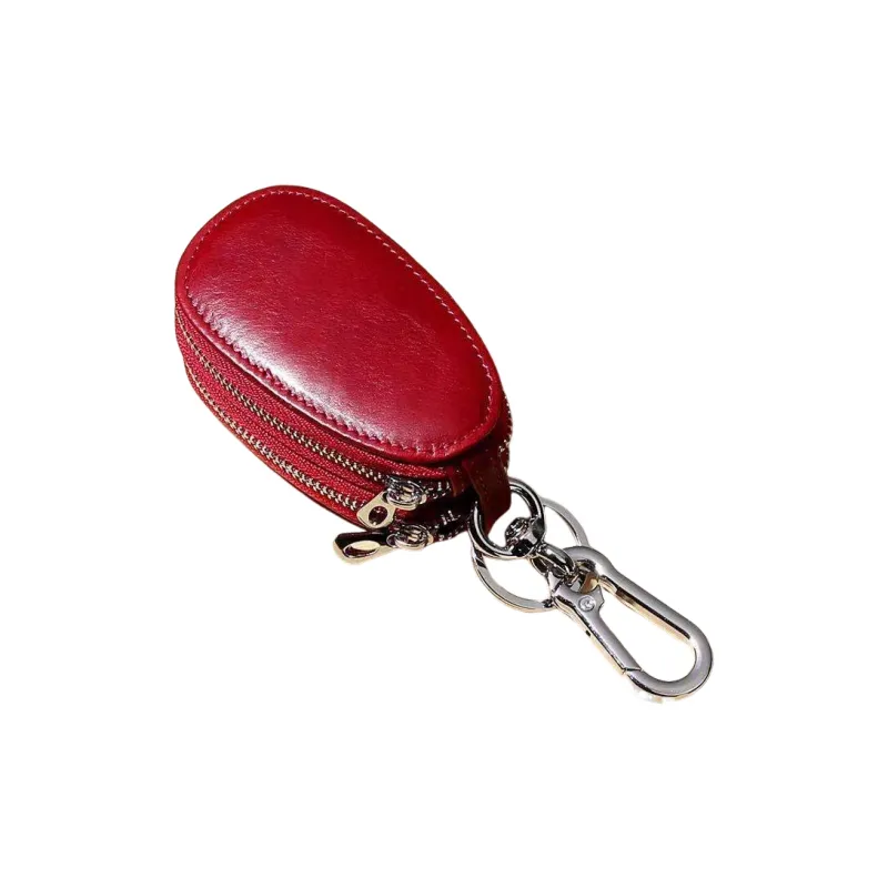 OUZIHUANG Cow Leather Key Pouch Storage Bag Regular Unisex Coffee/Light Brown/Burgundy-6