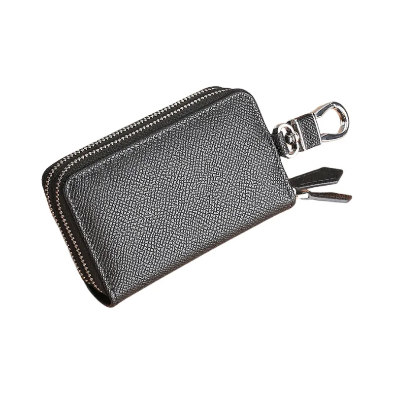 OUZIHUANG Cow Leather Key Pouch Small Size Unisex Red/Blue/Black/Brown-3