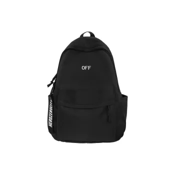 KAKAXI Nylon Backpack Unisex Black Solid Color/Black Letter/Black Smiley Face