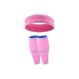 Pink, Calf Protection 1 Pair+Moisture-Wicking Hair Band, 1 Pack