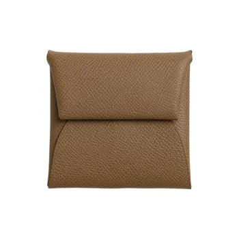 HERMES Bastia Epsom Calfskin Wallet Women's Chestnut With Mint Green Accents