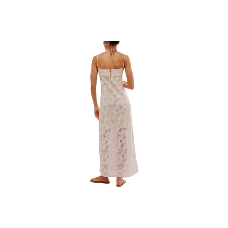 FREE PEOPLE Jen's Pirate Booty Lounge Maxi Dress Slip Dresses Women's Sixties White/White-1