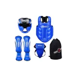 Blue, Head Guard+Chest Protection+Leg Protection+Groin Protector+Protective Gear Set