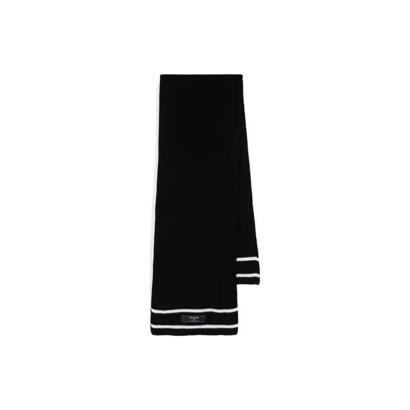 BALMAIN Striped Ribbed Knit Scarf-1