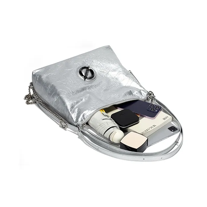 JELLYTOYBOY Cow Leather Small Adventurer Bag Backpack Handbag, Shoulder Bag Women's Silver-6