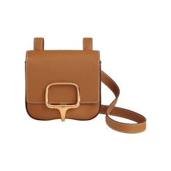 HERMES DellaDella Cavalleria Epsom Calfskin Crossbody Bag Shoulder Bag Mini Women's 37 Gold Gold Brown