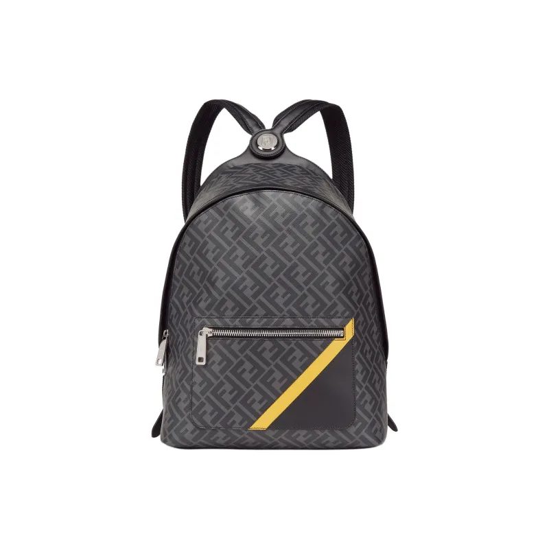 FENDI Canvas Backpack Medium Size Unisex Black-0