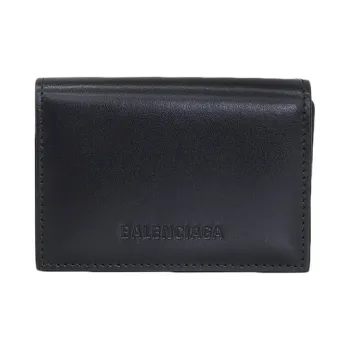 Balenciaga ESSENTIAL Leather Wallet Mini Unisex Black & Red
