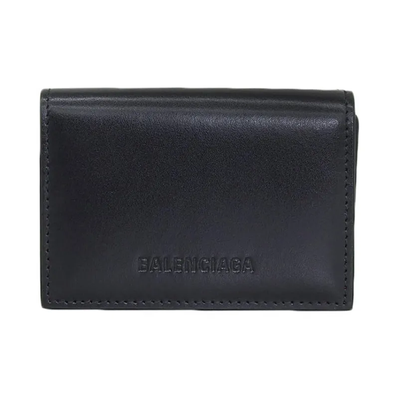Balenciaga ESSENTIAL Leather Wallet Mini Unisex Black & Red-0