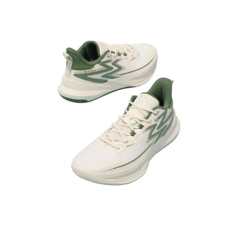 361° Big3 Team 2.0 Cushioning Wear-Resistant Low-Top Basketball Shoes Men's Beige Green-2