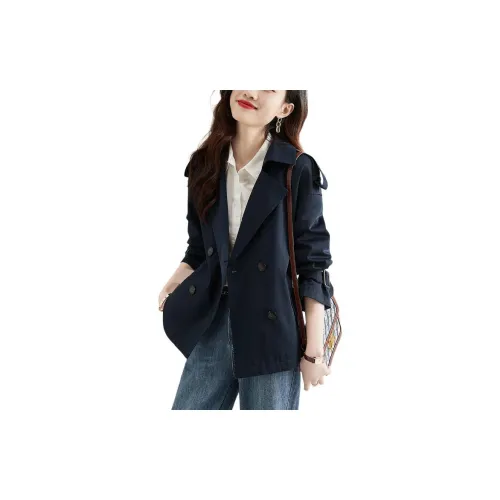 XWI Trench Coats Women's Navy Blue