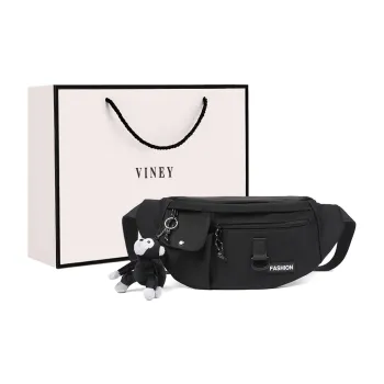 VINEY Nylon Fabric One Shoulder Crossbody Fanny Pack Sling Bag Cell Phone Pouch Large Size Unisex Black White