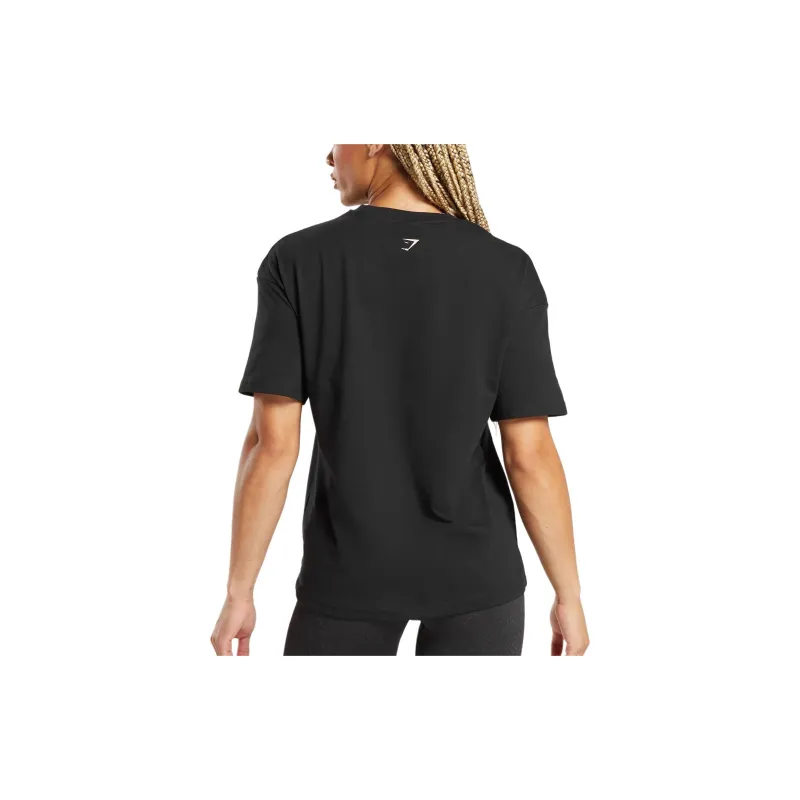 GYMSHARK Drop Shoulder Sleeve T Shirt Women's Black-1