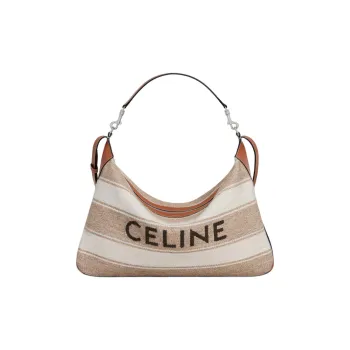 CELINE Romy Collection Fabric Handbag, Shoulder Bag Large Size Men's Beige