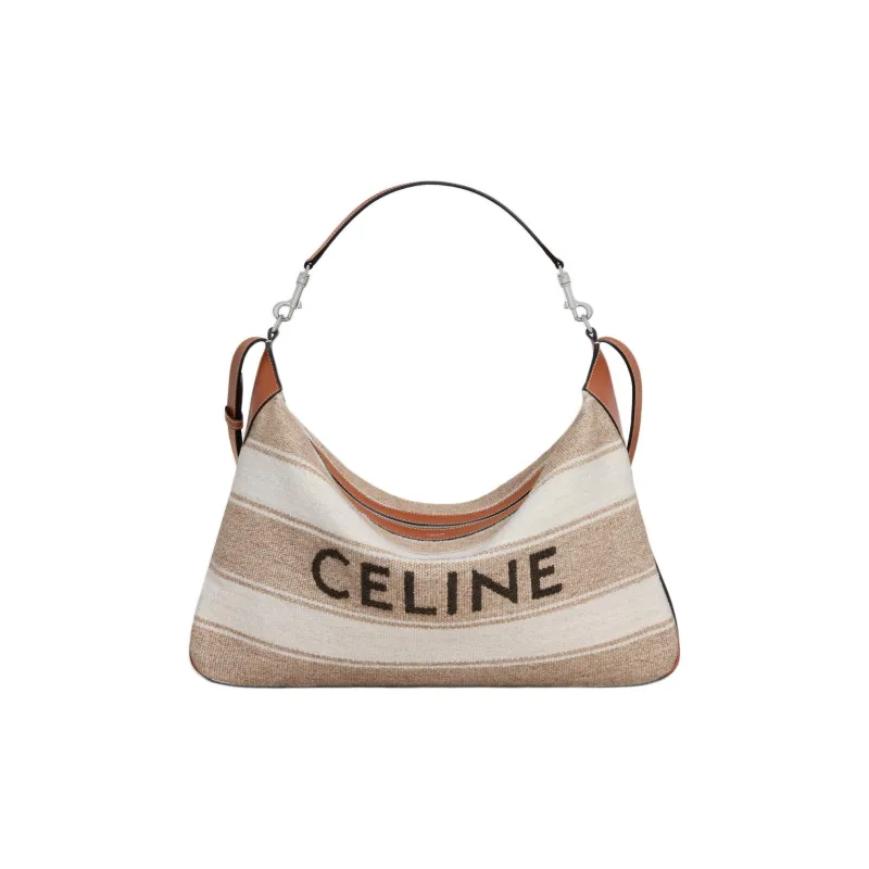 CELINE Romy Collection Fabric Handbag, Shoulder Bag Large Size Men's Beige-0