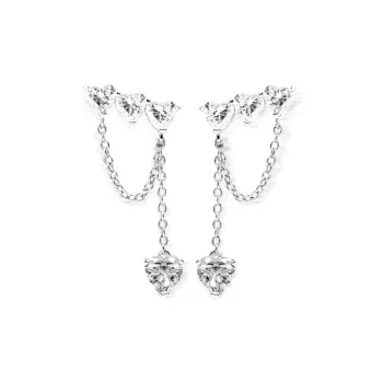 CHIARA FERRAGNI 925 Silver Zircon Italian Luxury Earrings Slimming And Minimizing Face Appearance Women's Silver