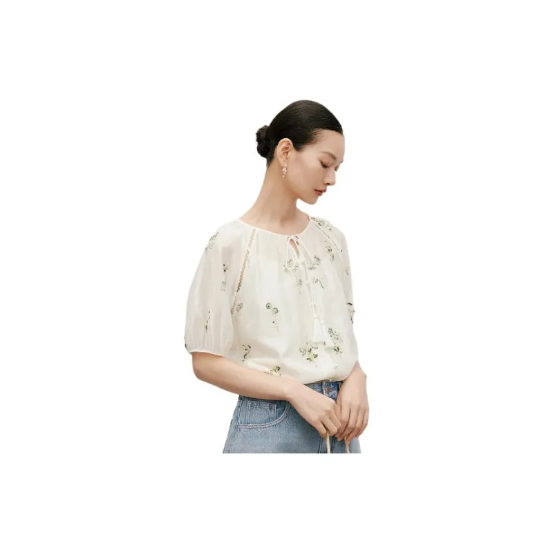 Hopeshow Shirt Women's Green Floral-2