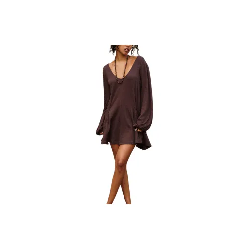 FREE PEOPLE Long-Sleeved Dresses Women's Hot Fudge