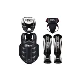 Black, Head Guard+Chest Protection+Leg Protection+Groin Protector