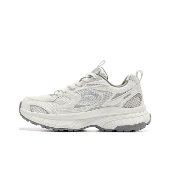 QIAODAN Kaiyuan 2K Coverage Rebound Wear-Resistant Lightweight Slip-Resistant Low-Top Casual Shoes Women's White Gray